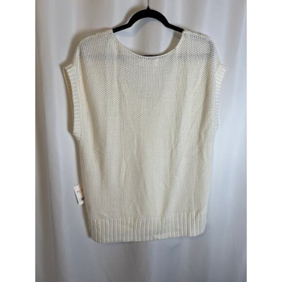 Lucky Brand Sweater Ivory Vest Womens M Knit Pullover V Neck Sleeveless Casual - Picture 2 of 7